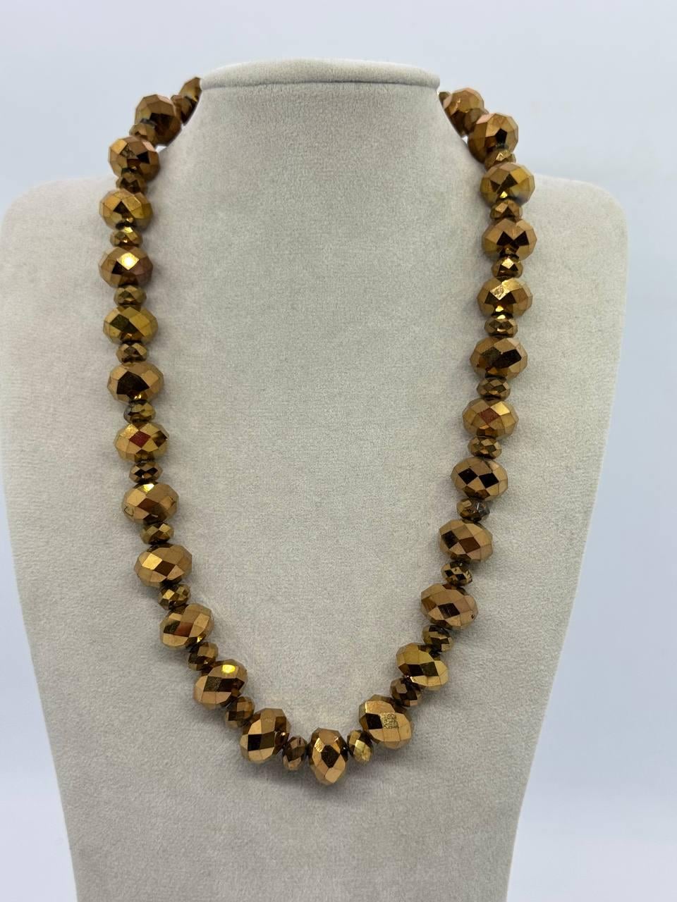 Бусы из стекла 14x9 мм 46 см Золотой (12893)