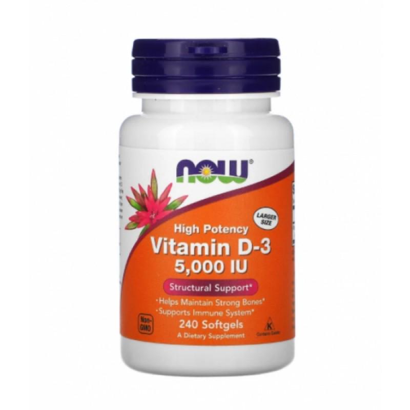 ᐉ Витамины Now Foods Vitamin D-3 5000 МЕ 240 капс. (NOW-00373) • Купить ...