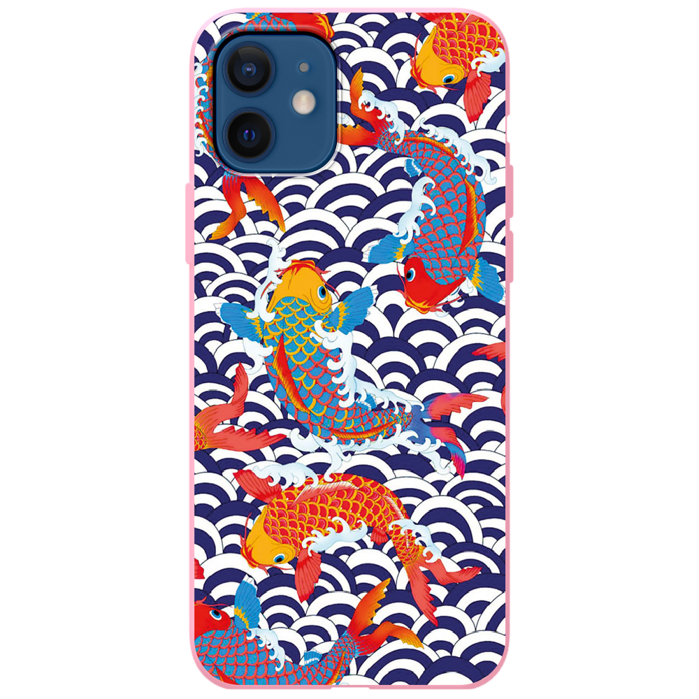 Чехол BoxFace iPhone 12 Koi Fish Розовый силикон (41161-up2477-43059)