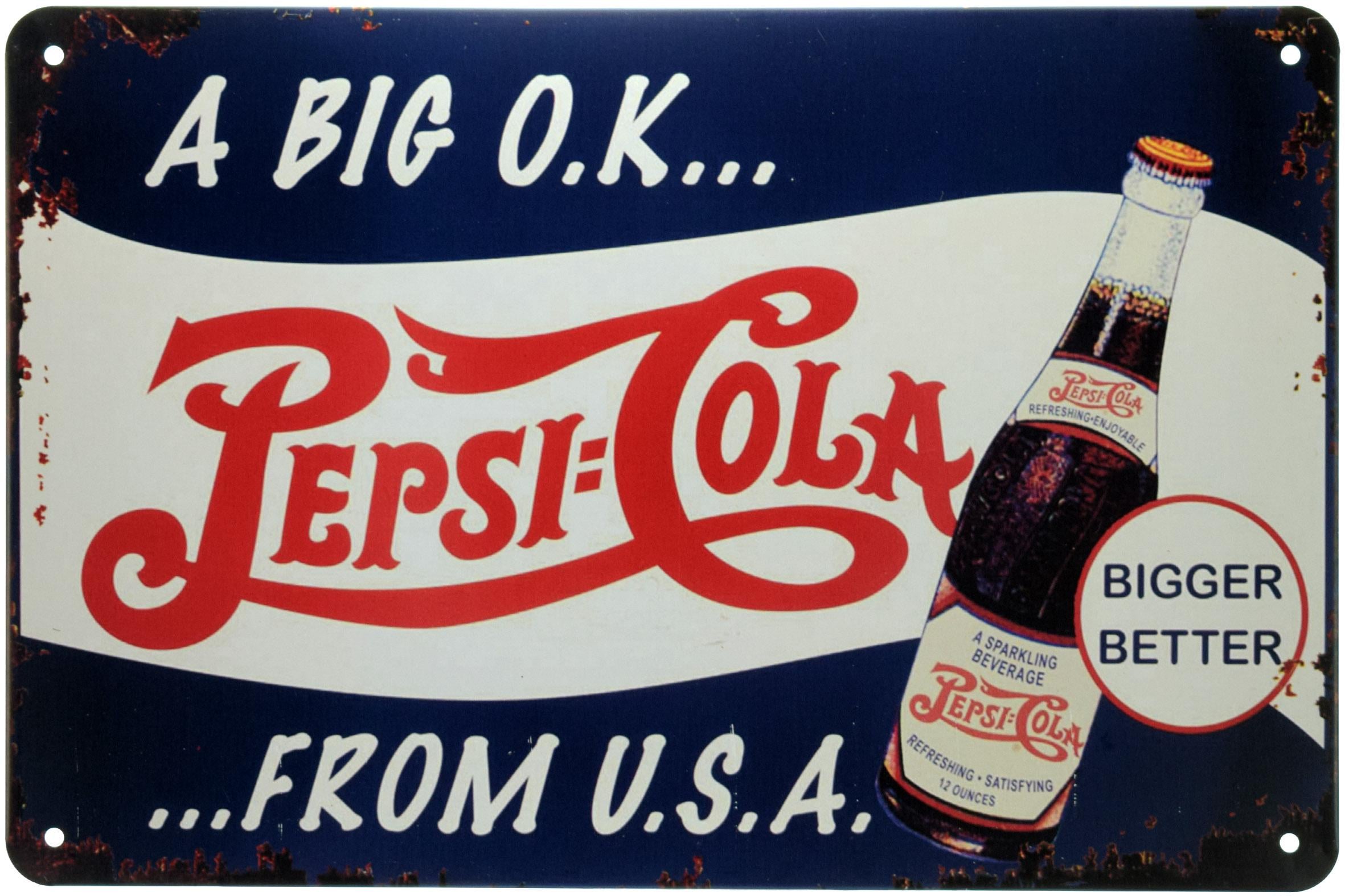 Табличка металева Пепсі/A Big OK Pepsi Cola From USA 20x30 см