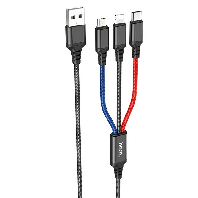 Кабель Hoco X76 USB Micro/Lightning/Type-C 2 A 1 3в1 (1767896075)