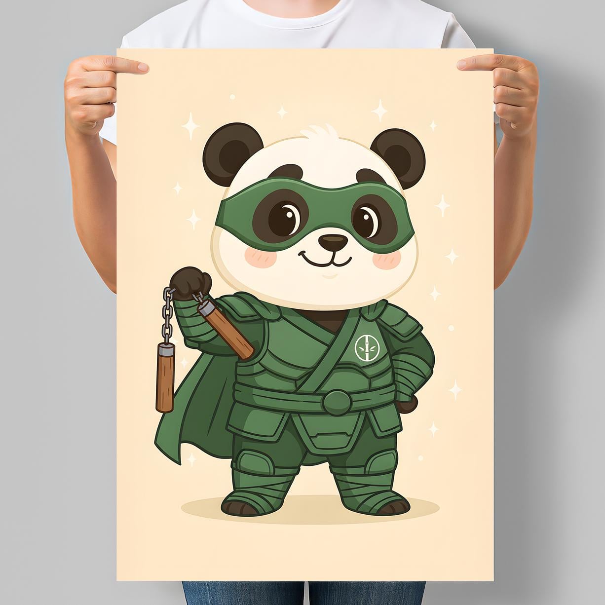 Постер для дитячої кімнати Панда-супергерой майстер бойових мистецтв з нунчаками 42x60 см A2 (DYT063_A2)