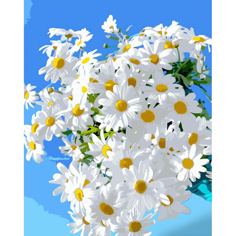 Картина за номерами Strateg Преміум Букет ромашок 40x50 см (GS943)