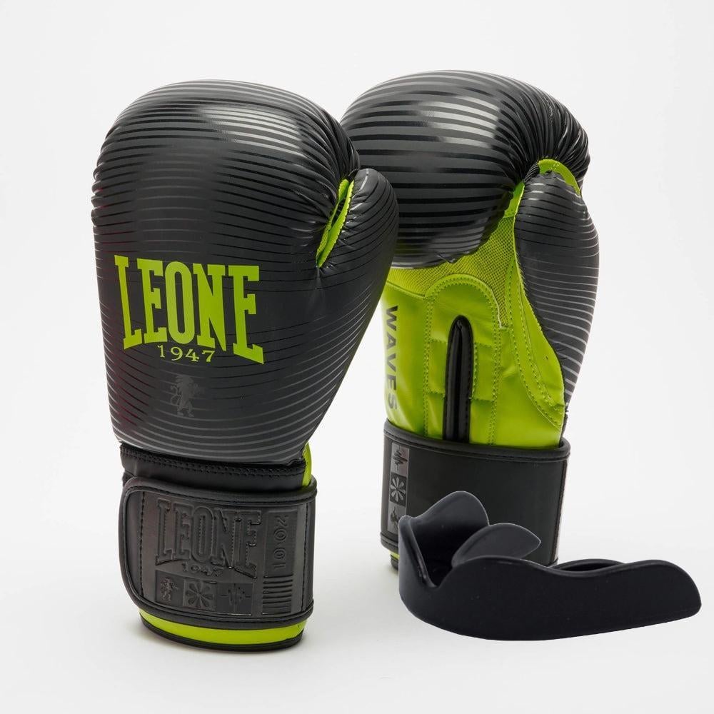 Боксерские перчатки Leone GN313 WAVES 10 унций с капой Black (3070040808)