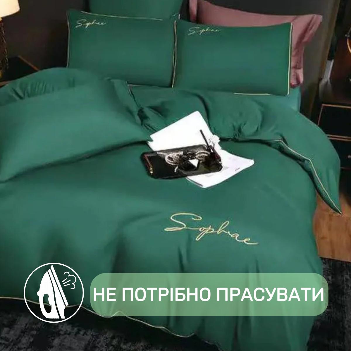 Постельное белье KOLOCO Sophae сатин двуспальное Зеленый (42552) - фото 2