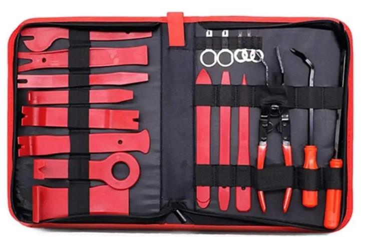 Набір автомобільних знімачів 19в1 для розбирання салону в чохлі Червоний (Е051379)