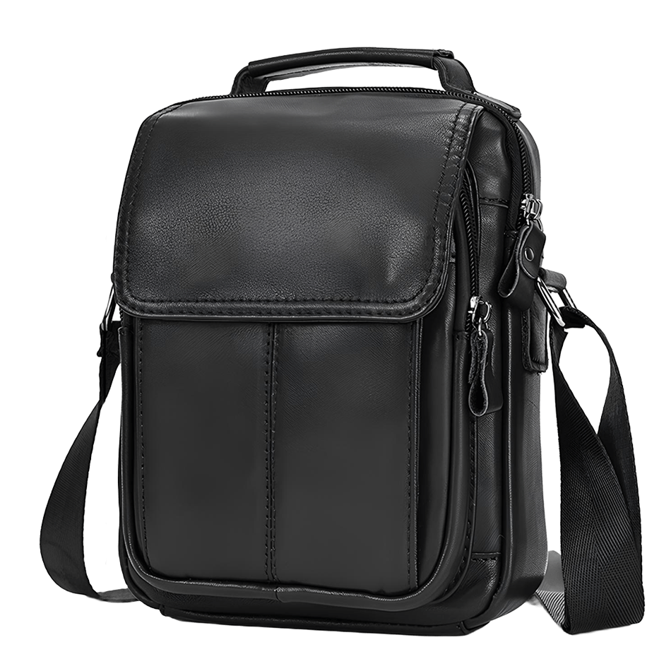 Сумка-барсетка для мужчин через плечо Tiding Bag натуральная кожа 19х24х8 см Черный (16802)