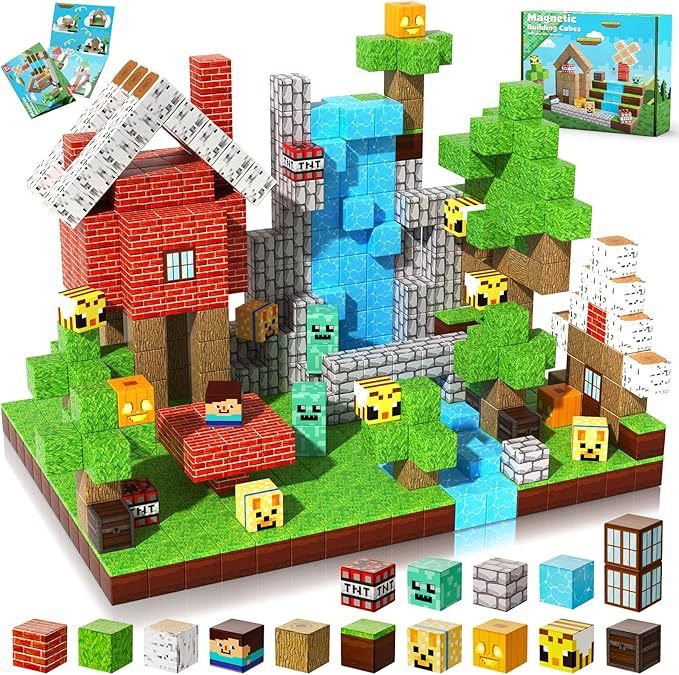 Конструктор магнитный Minecraft Домик у водопада 100 шт. (Mk001060)