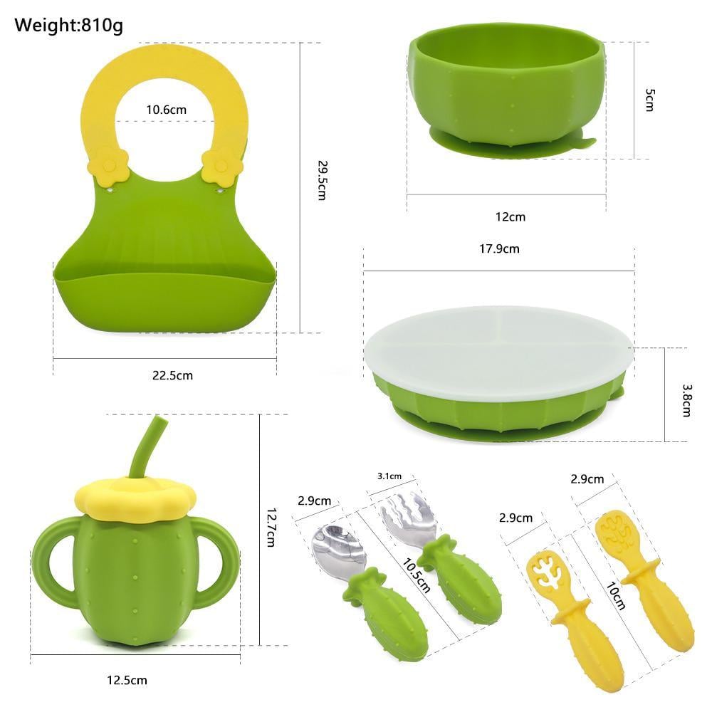 Набор детской посуды Кактус на силиконовый присосках Голубой (26573627) - фото 5