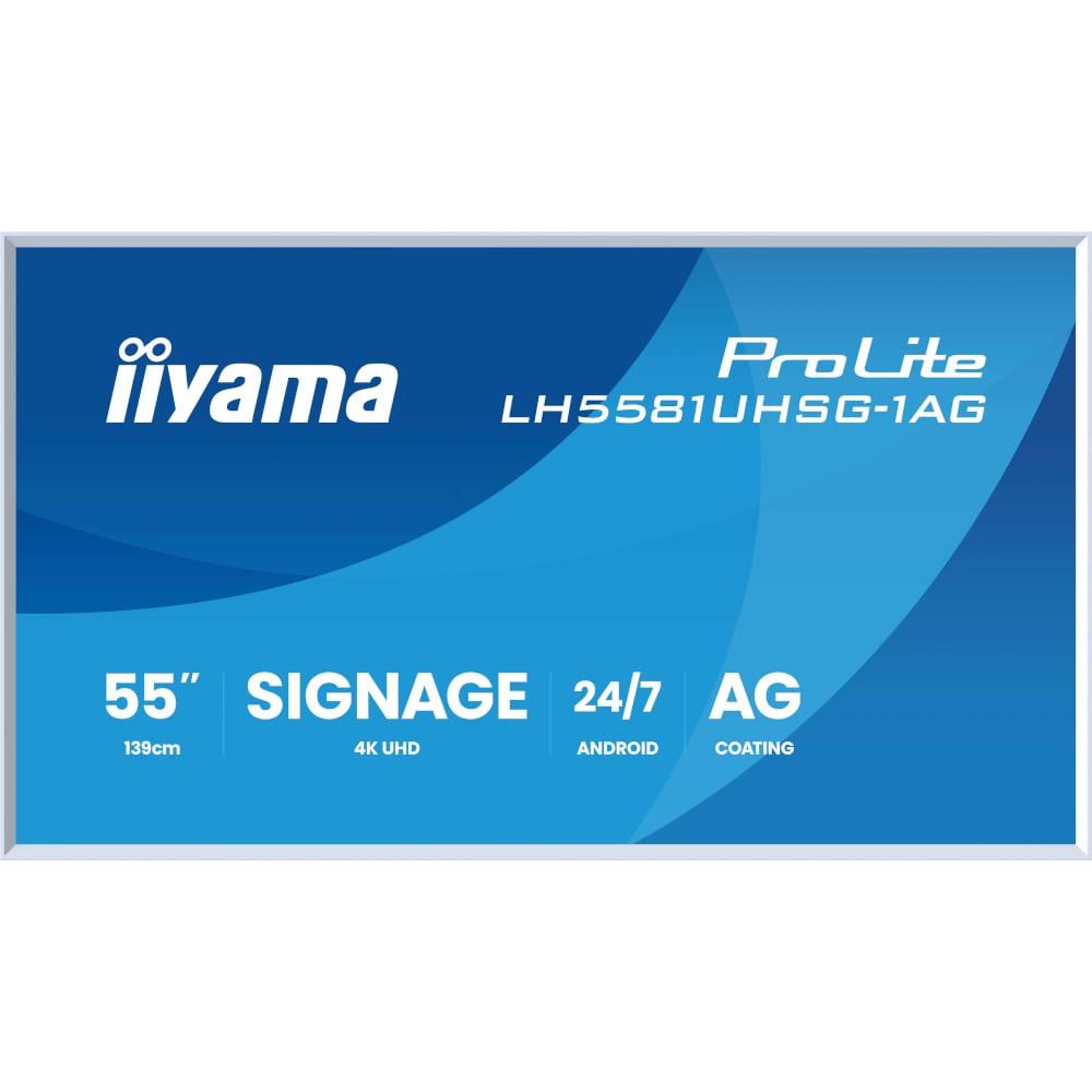 Информационный дисплей Iiyama ProLite LH5581UHSG-1AG VA 4K UHD 500 кд/м² 6.5 мс Android 14 White (34416916)
