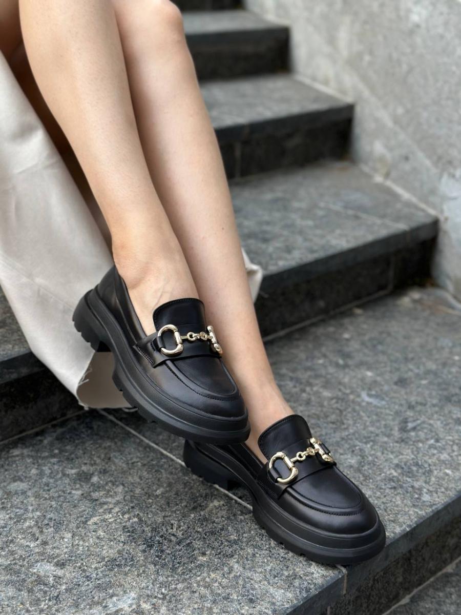 Лоферы женские кожаные р. 37 Черный (3908/37)