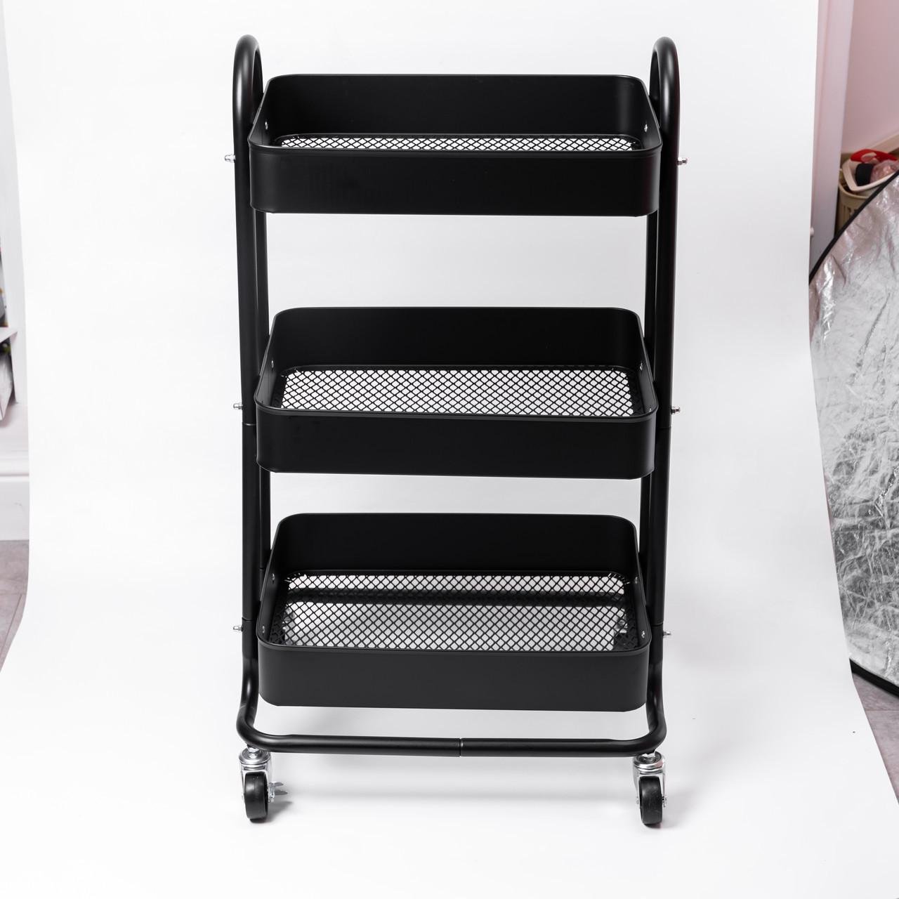 Тележка мобильная для кухни трехуровневая металлическая (HP-46-5)