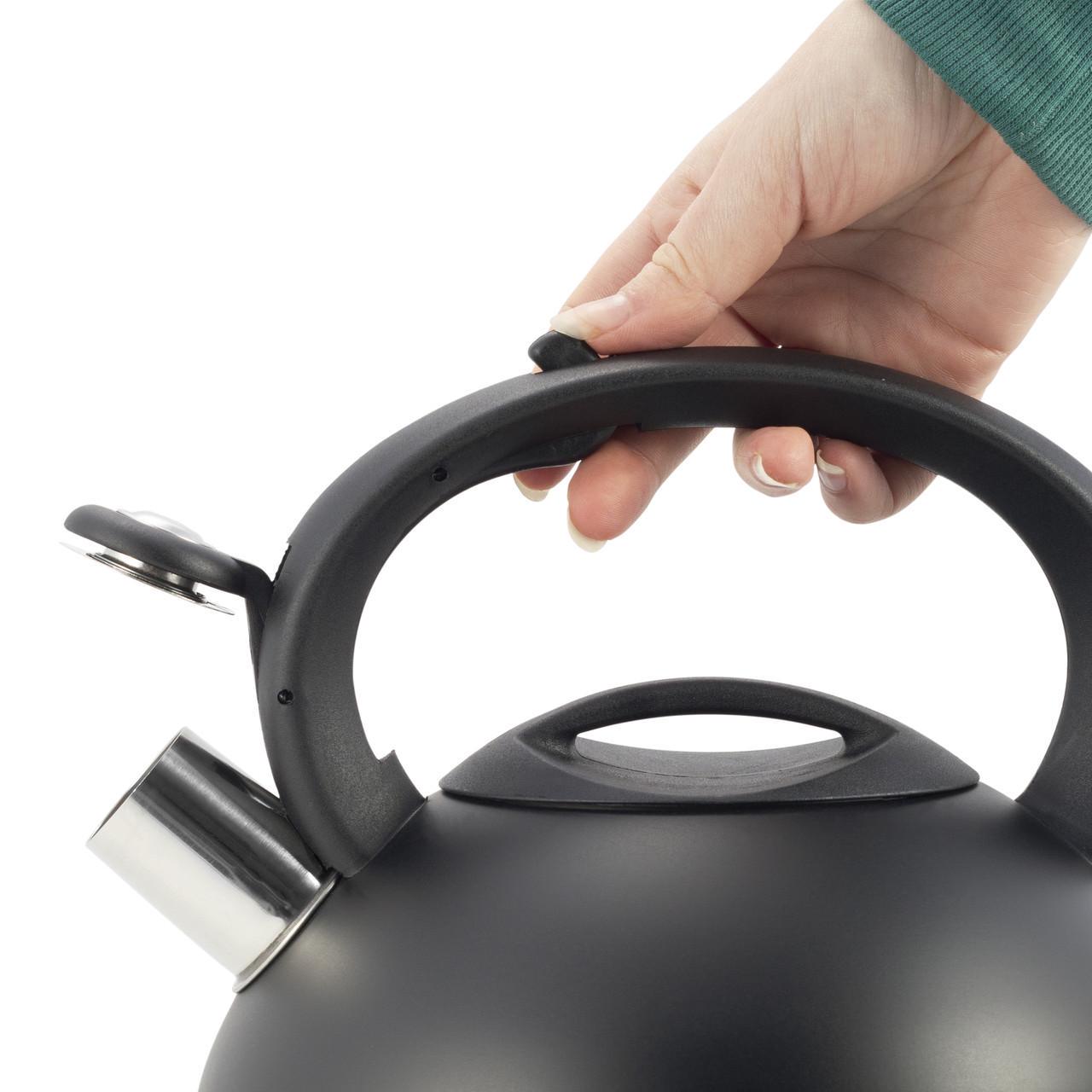 Чайник со свистком и нейлоновой ручкой Ofenbach KM-100302 из нержавеющей стали 2,5 л Черный (150-84-100302) - фото 3 Чайник со свистком и нейлоновой ручкой Ofenbach KM-100302 из нержавеющей стали 2,5 л Черный (150-84-100302) - фото 3