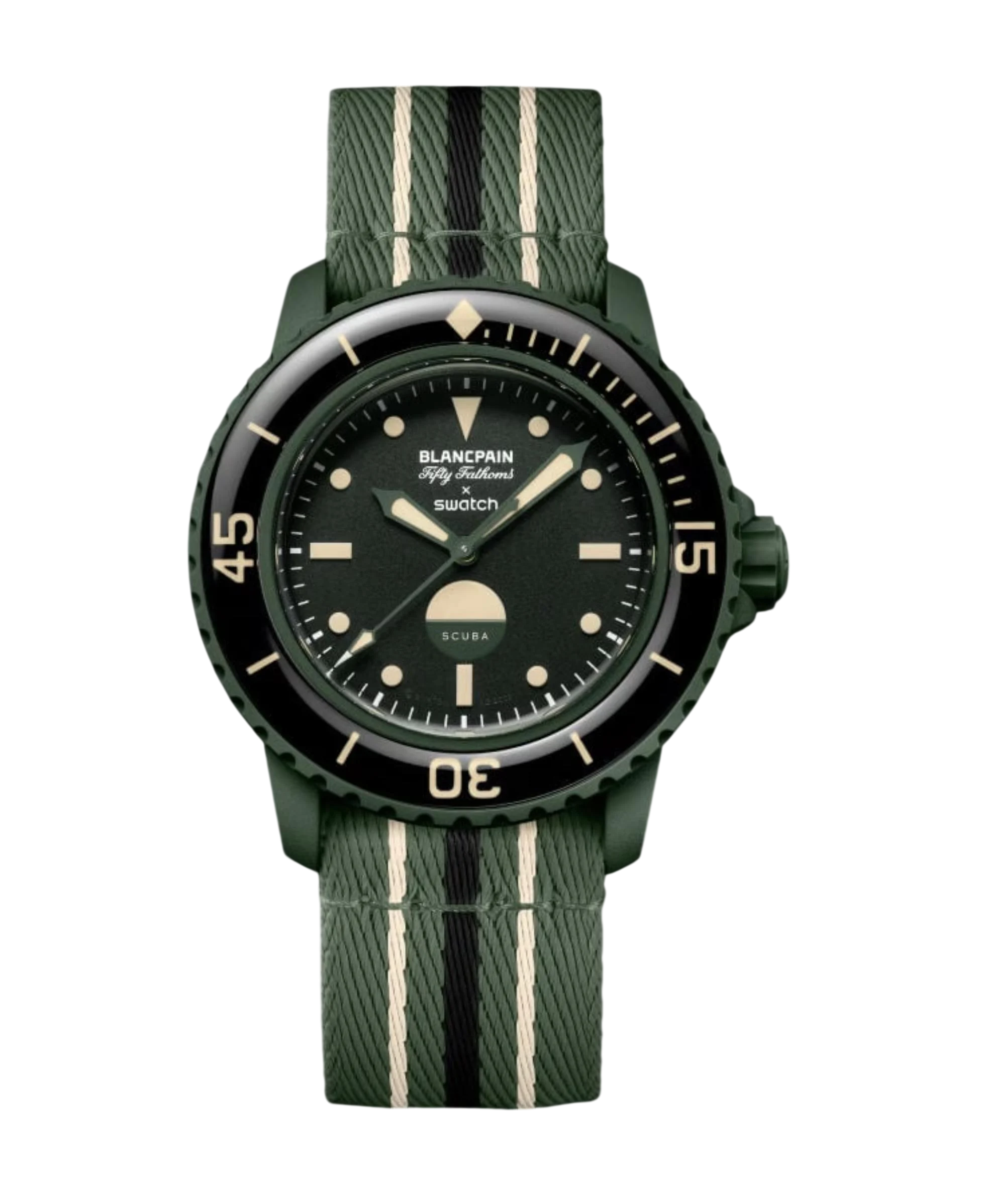 Наручний годинник Blancpain x Swatch Bioceramic Scuba Fifty Fathoms Green Abyss SO35G100