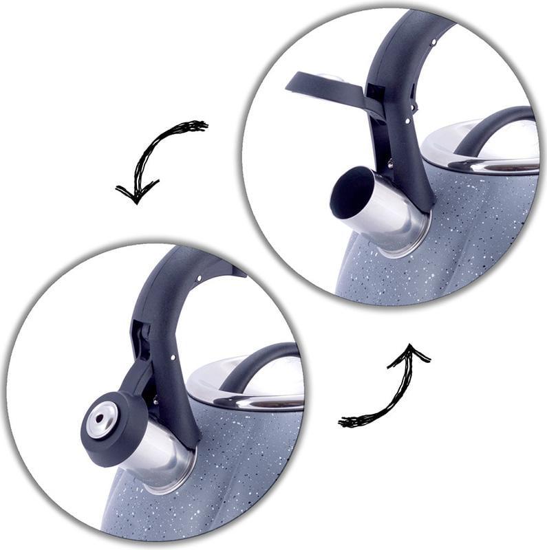 Чайник Kamille Whistling Kettle Marble з нержавіючої сталі зі свистком 3 л Чорний - фото 5 Чайник Kamille Whistling Kettle Marble з нержавіючої сталі зі свистком 3 л Чорний - фото 5