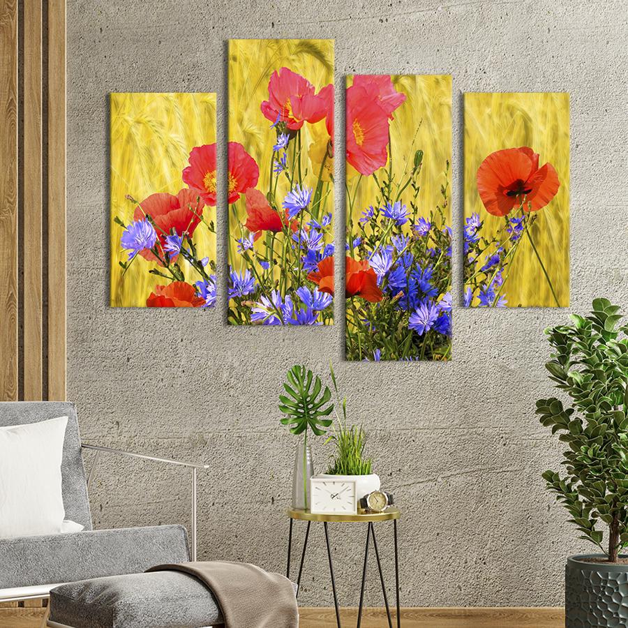 Картина на холсте Букет с дикими маками 129x90 см (778-42)