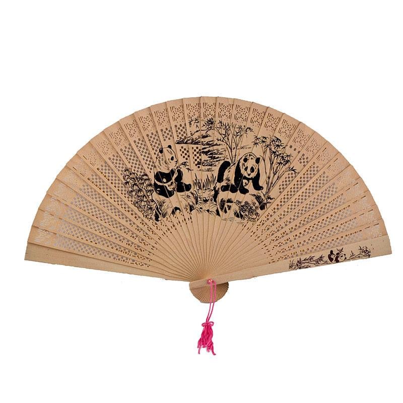 Ручне дерев'яне віяло Панди (5634)