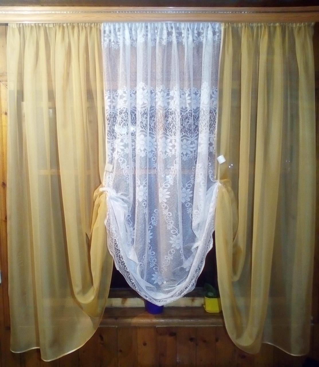 Занавеска короткая кухонная Люсия Ромашка жаккард Золотой (1164226634) - фото 2