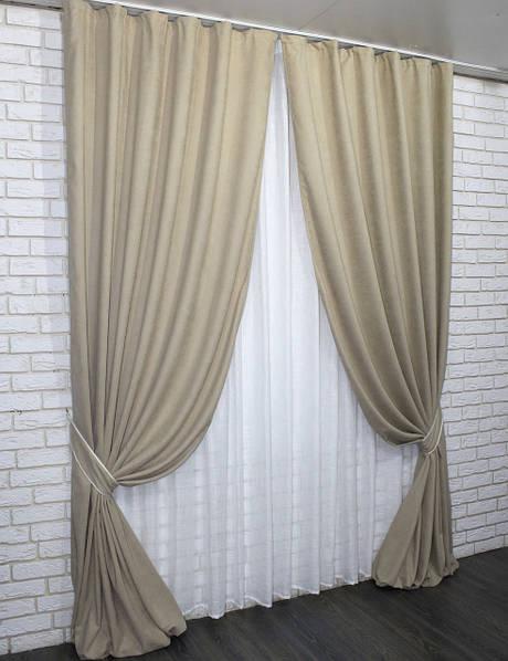 Комплект штор SPARTA микровелюр 1,5х2,7 м 2 шт. Темно-бежевый - фото 7 Комплект штор SPARTA микровелюр 1,5х2,7 м 2 шт. Темно-бежевый - фото 7