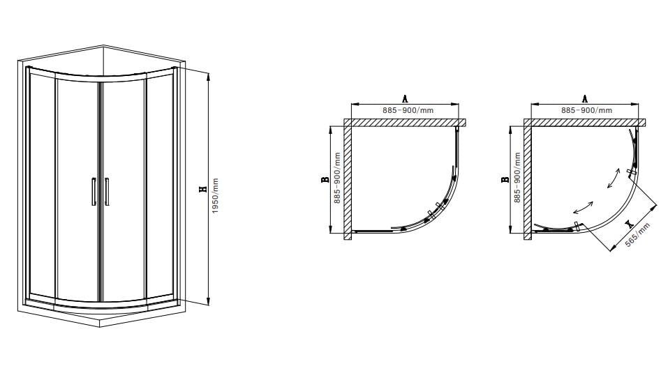 Душова кабіна без піддону MIXXUS Premium DIVERSE SC01-90x90x195-TR прозоре скло 5 мм Black (MI6860) - фото 7 Душова кабіна без піддону MIXXUS Premium DIVERSE SC01-90x90x195-TR прозоре скло 5 мм Black (MI6860) - фото 7