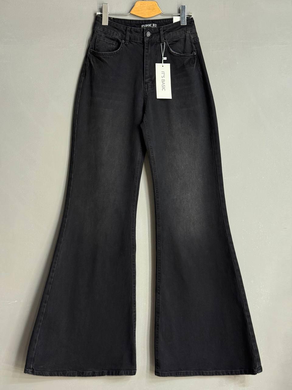 Джинсы женские Its Basic 3992-2 flare супер клеш широкие р. 36 Черный (5353) - фото 2