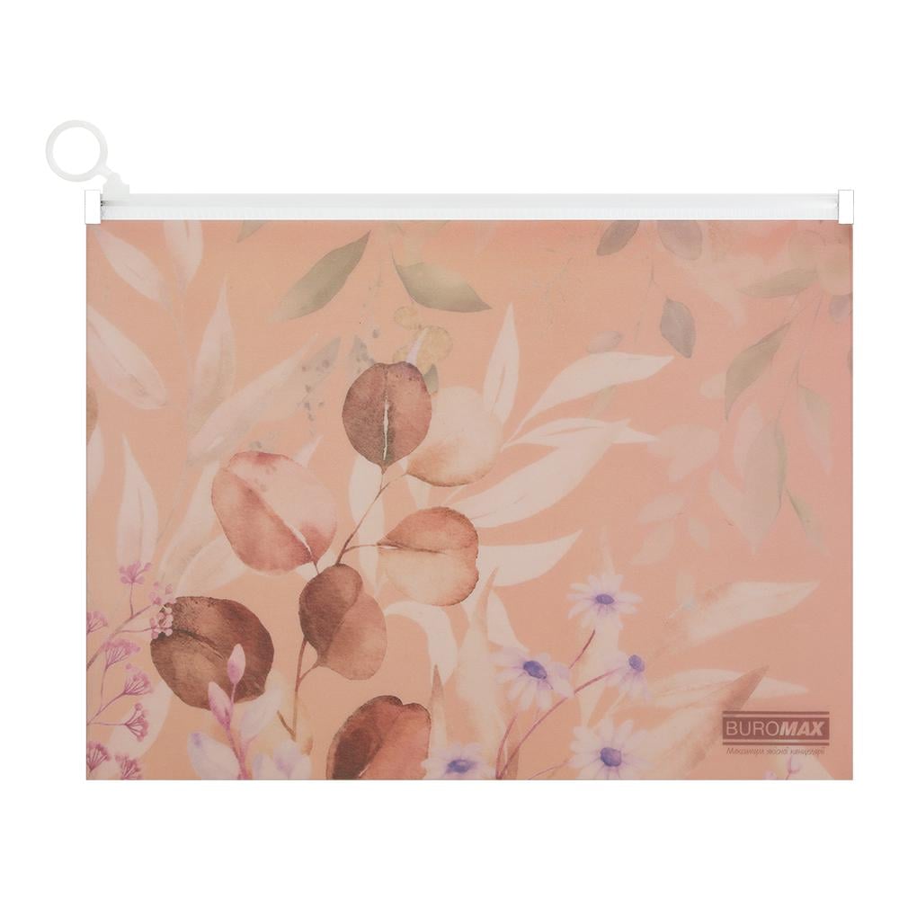Папка-конверт Buromax Peach Arabeski на zip-молнии A4 полипропилен Персиковый (BM.3948-46)