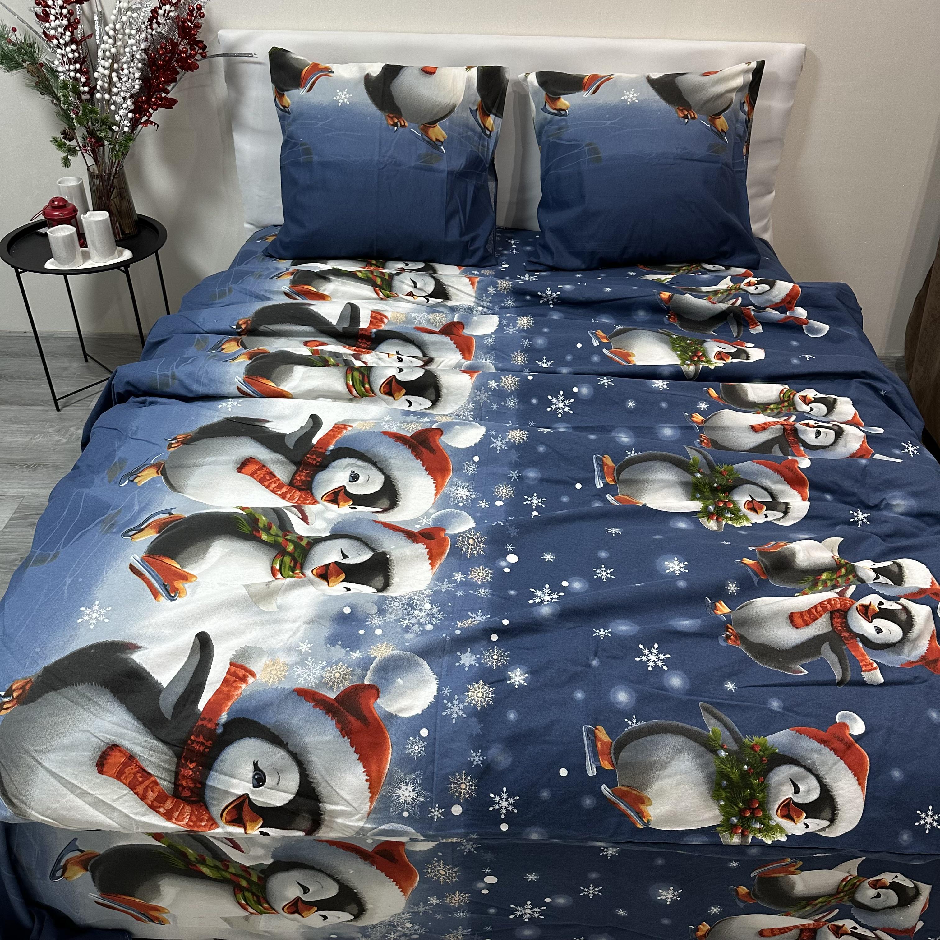 Комплект постільної білизни байкова Зимовий євро Синій (байка 6-3) - фото 4 Комплект постільної білизни байкова Зимовий євро Синій (байка 6-3) - фото 4