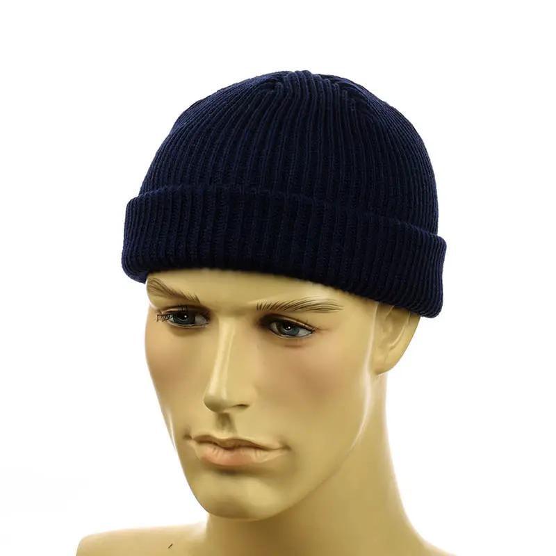 Шапка мини-бини унисекс с отворотом двойная вязка one size Темно-синий Шапка мини-бини унисекс с отворотом двойная вязка one size Темно-синий
