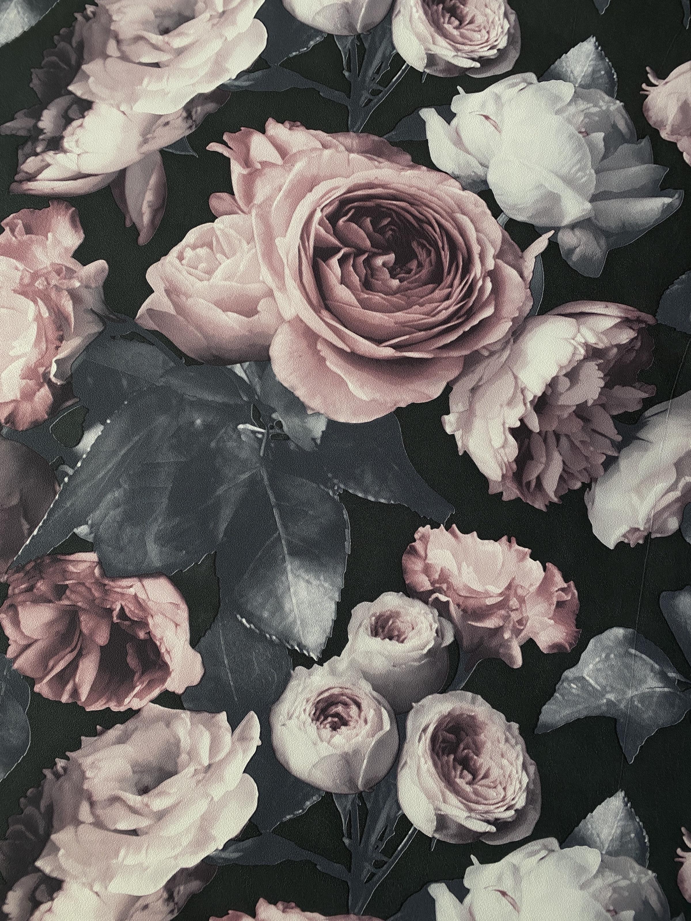 Обои виниловые на флизелиновой основе Grandeco Opportunity Wallcoverings Q0211 Цветы Черный