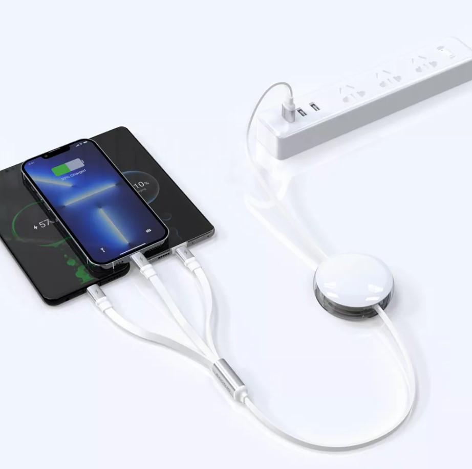 Кабель Baseus Tungsten Gold One-for-three Fast Charging Data 3в1 Micro USB/Lightning/Type-C 3,5A - фото 2