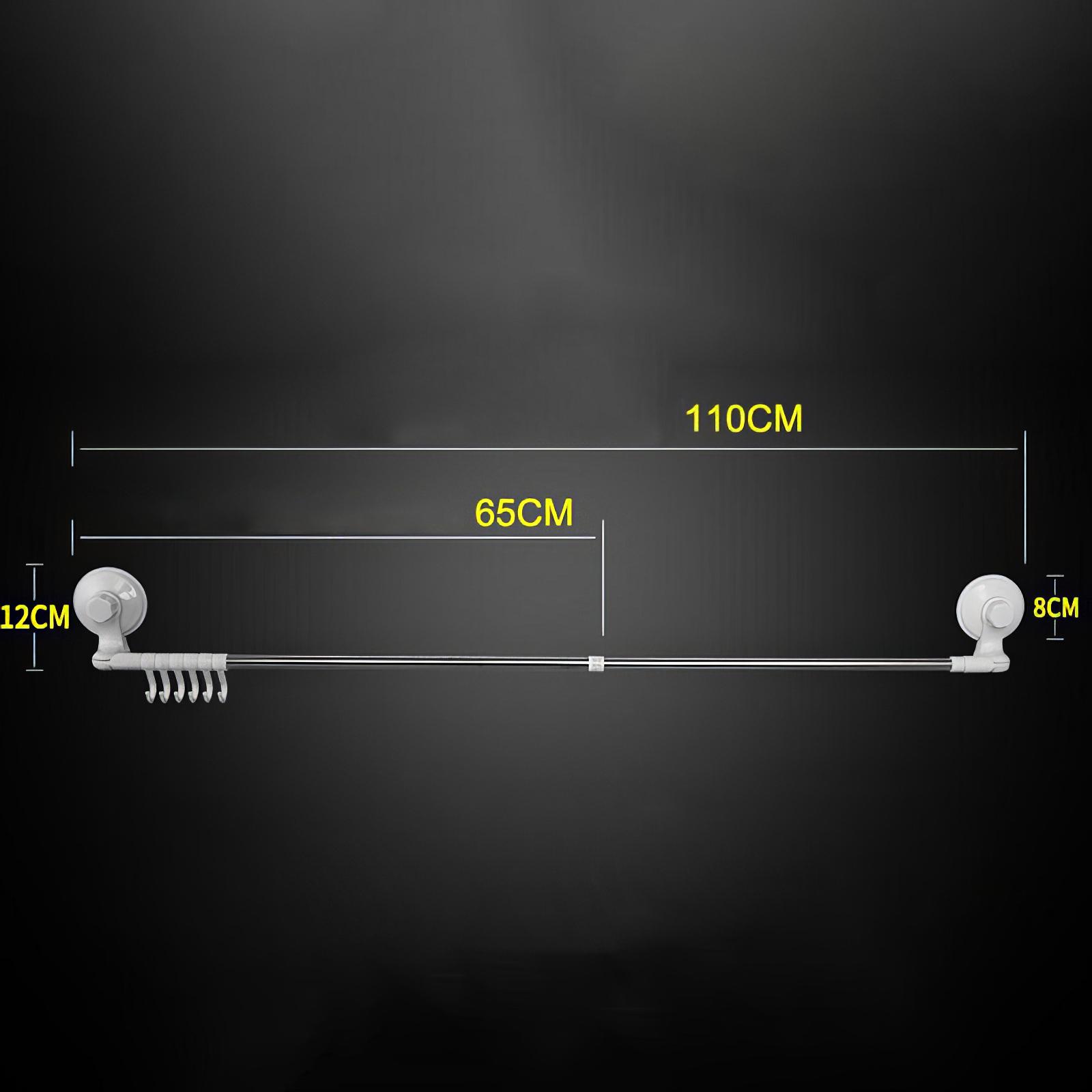 Вешалка для полотенец телескопическая для кухни и ванной на вакуумных присоска с 6 крючками - фото 11