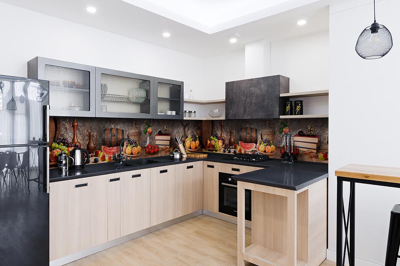 Кухонный фартук Натюрморт 01 из самоклеющейся виниловой пленки 65х250 см Коричневый