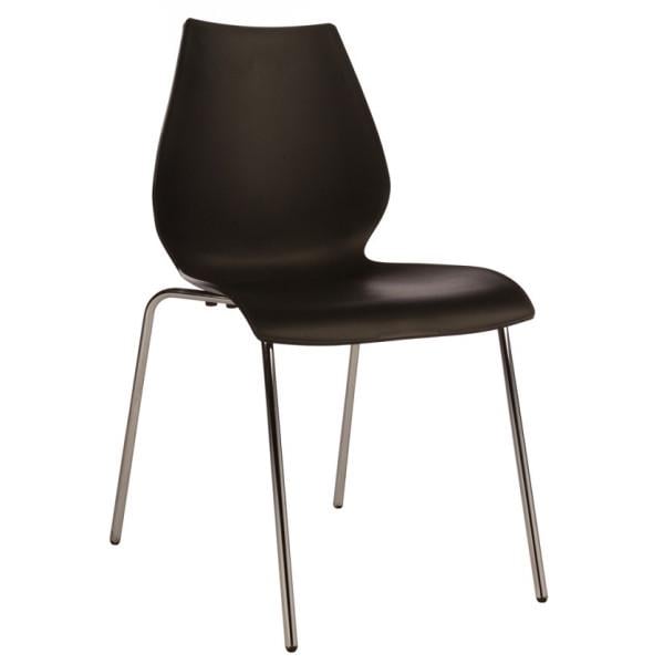 Стілець Лілі пластиковий на хромованих ніжках Чорний (31918944)