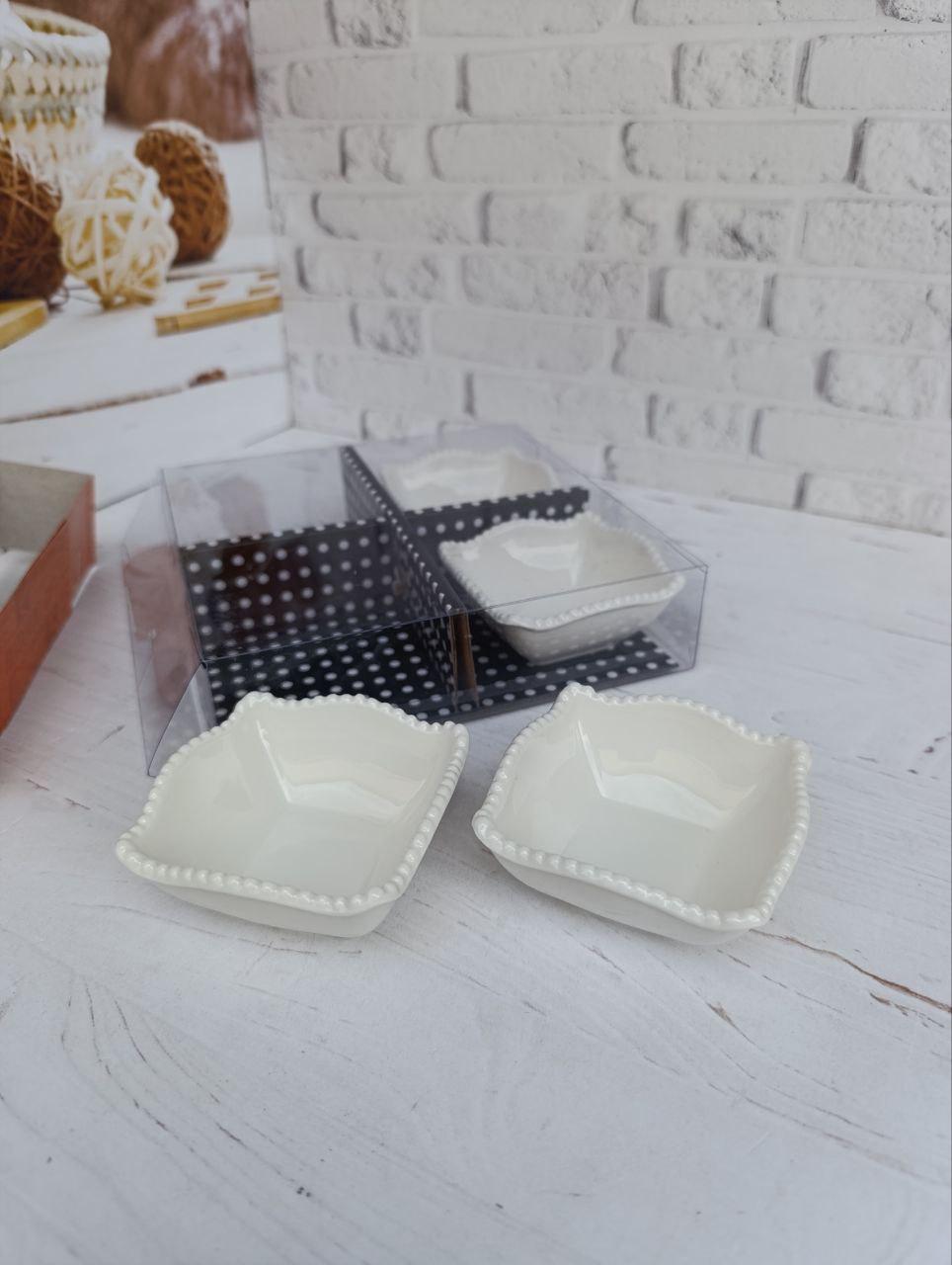 Набор соусниц Stenson фарфор 16х16х4 см 4 шт. Белый (R90554) - фото 2