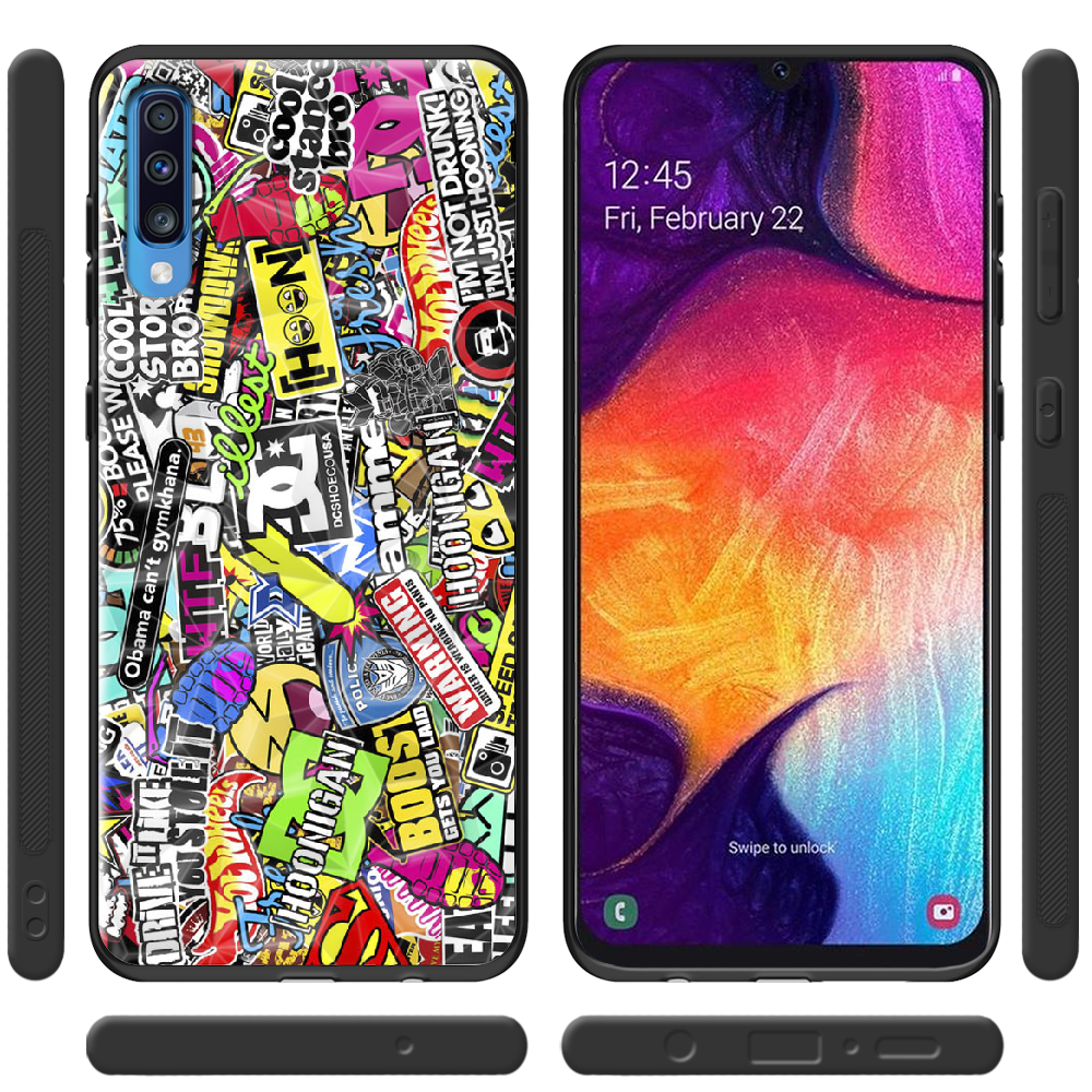 Чехол Boxface Samsung A705 Galaxy A70 Multicolored Inscriptions Черный силикон с призмой (36860-up880-37863) - фото 2