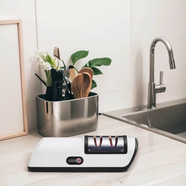 Точилка електрична для ножів і ножиць з акумулятором White (6-18-Jam15165) - фото 2