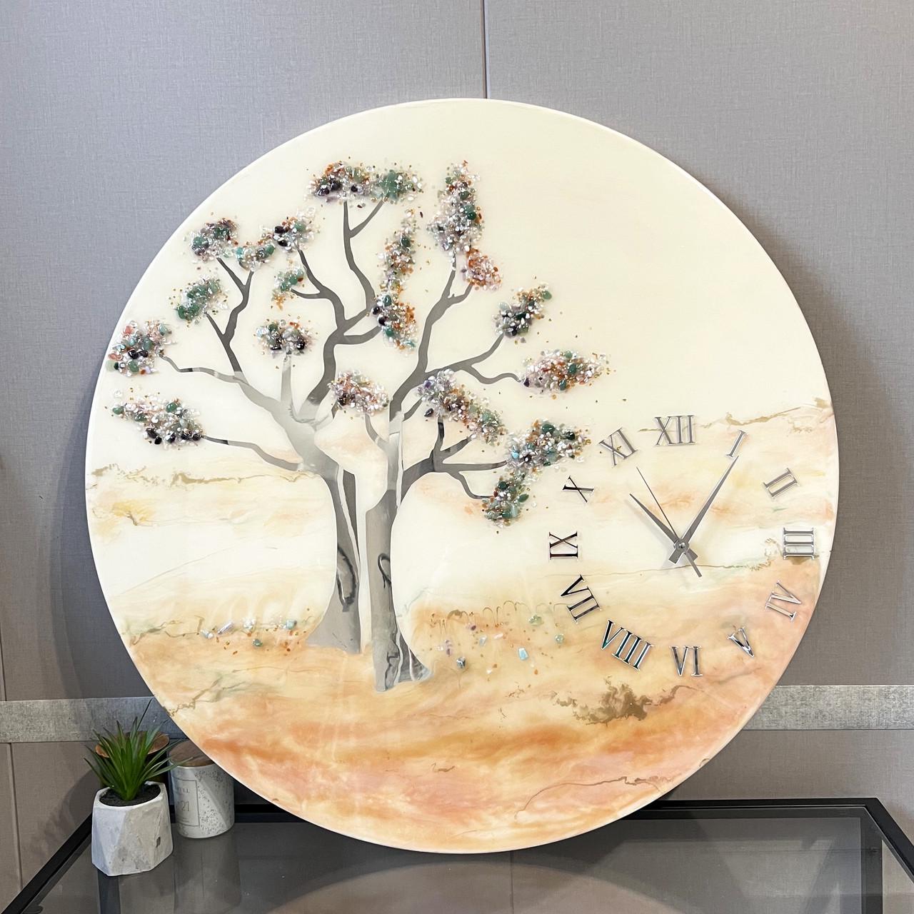 Часы настенные круглые из эпоксидной смолы EPOXY M125 60x60 см