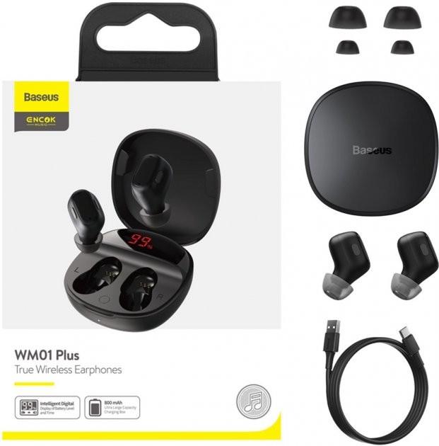 Наушники BASEUS Encok True Wireless Earphones WM01 Plus Bluetooth Black (NGWM01P-01) - фото 8