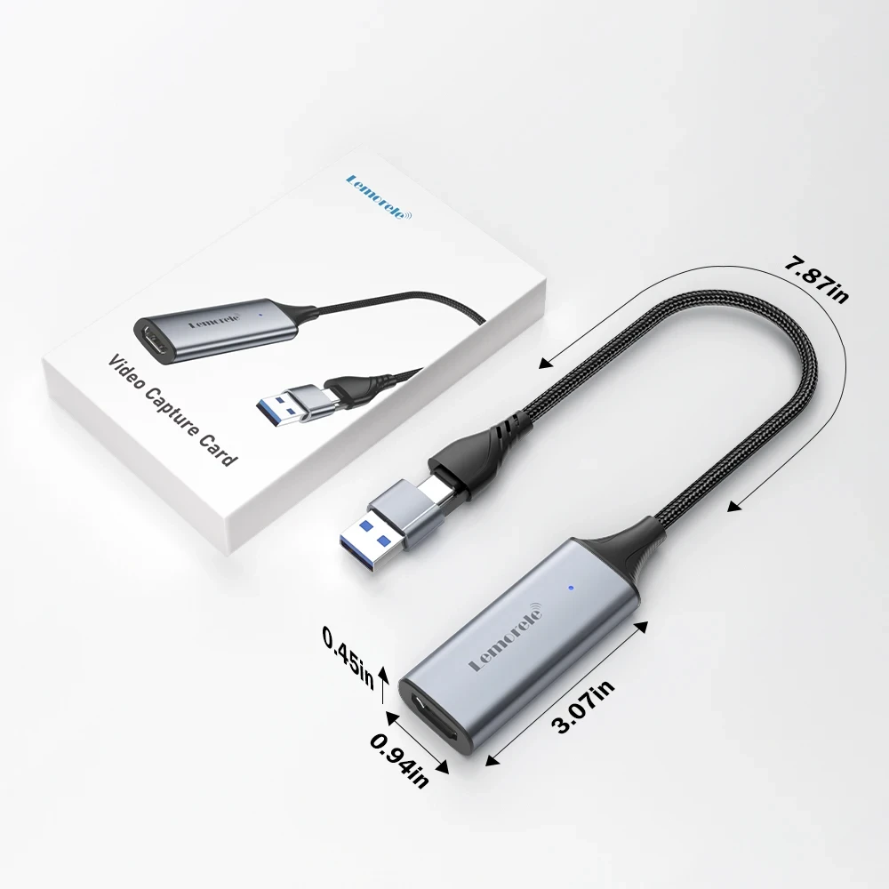 Внешняя карта видеозахвата Lemorele ms2130 - HDMI Full HD для USB Type-C для PC, MacBook, Switch, Xbox, PS4/5 - фото 2