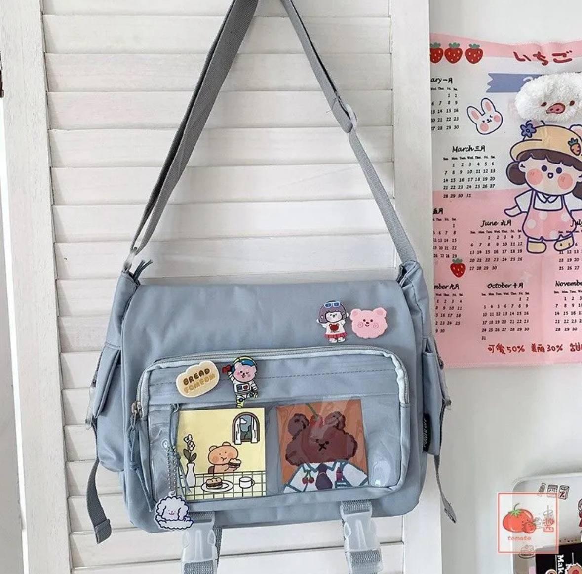 Сумка женская с карманами для школы/университета готическая Синий (А568) - фото 4 Сумка женская с карманами для школы/университета готическая Синий (А568) - фото 4