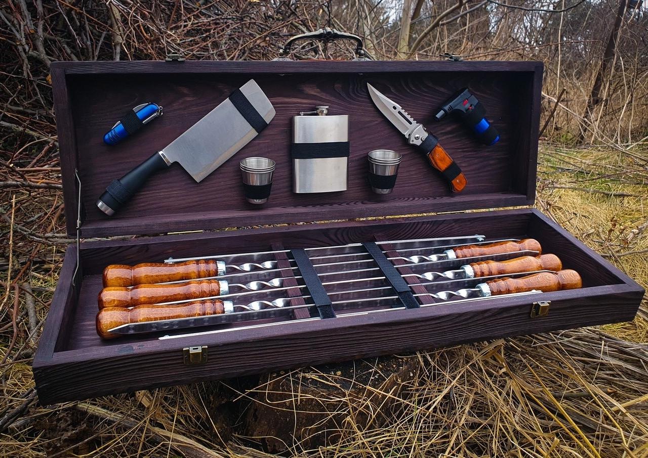 Набір шампурів Ковбой люкс в дерев'яному кейсі