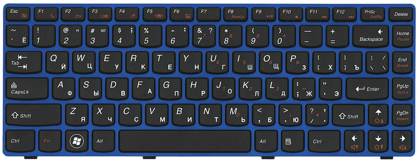 Клавиатура для ноутбука Lenovo IdeaPad Z470/G470Ah/G470GH/Z370 Black BlueFrame
