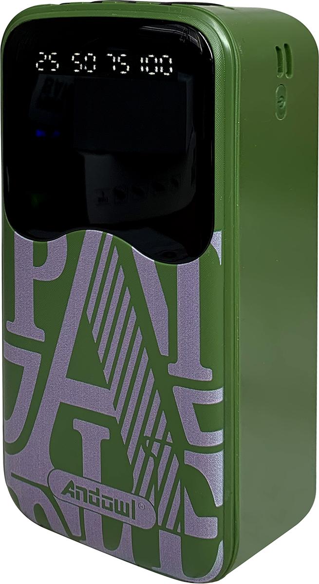 Повербанк Andowl Q-CD901X1 40000 mAh с быстрой зарядкой и встроенными кабелями Micro USB/Type C/Lightning Зеленый (9ec163bd)