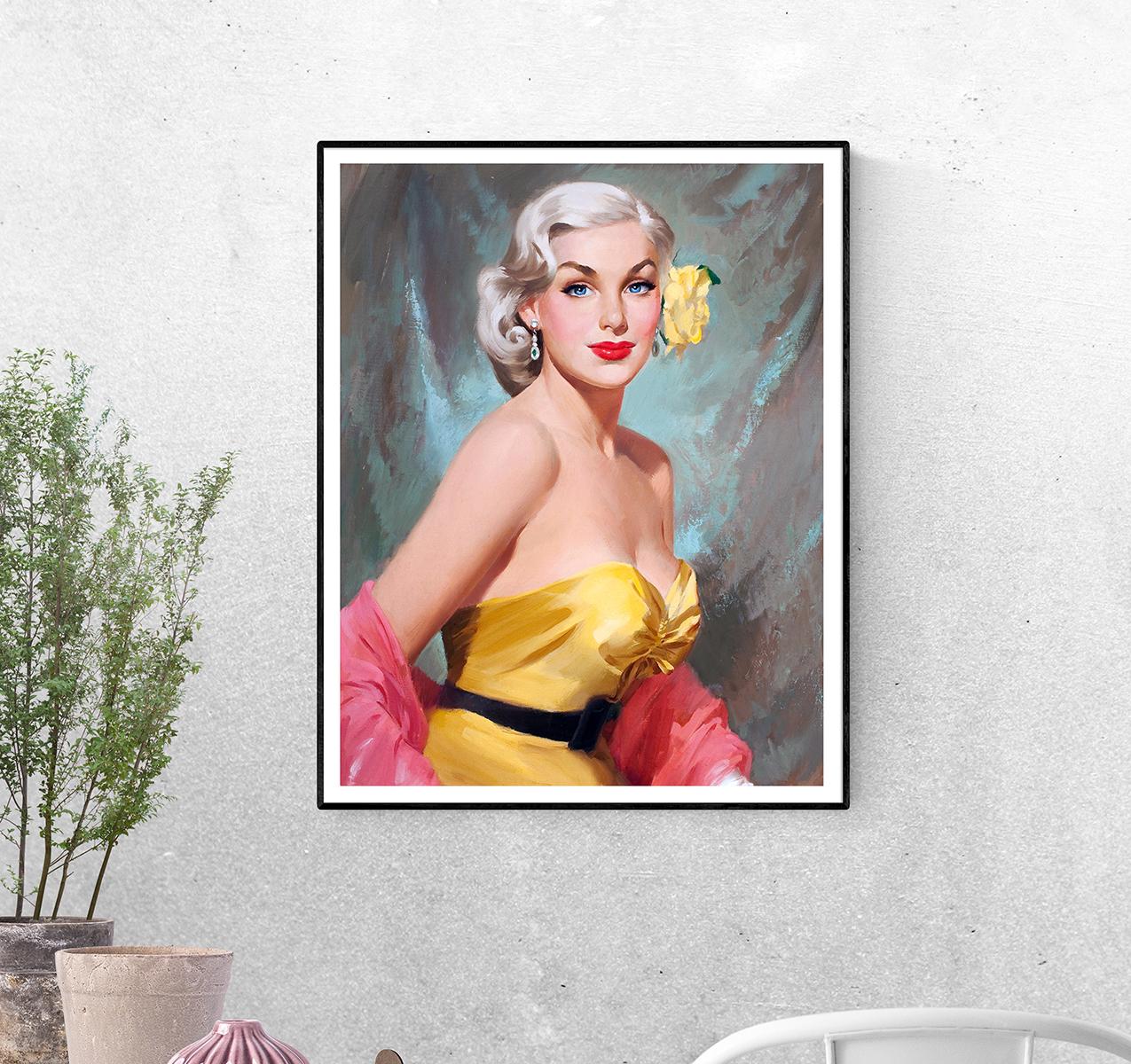 Постер Портрет девушка в желтом Эдварда ДАнкона формат А-0 (pin_up010112_Poster)