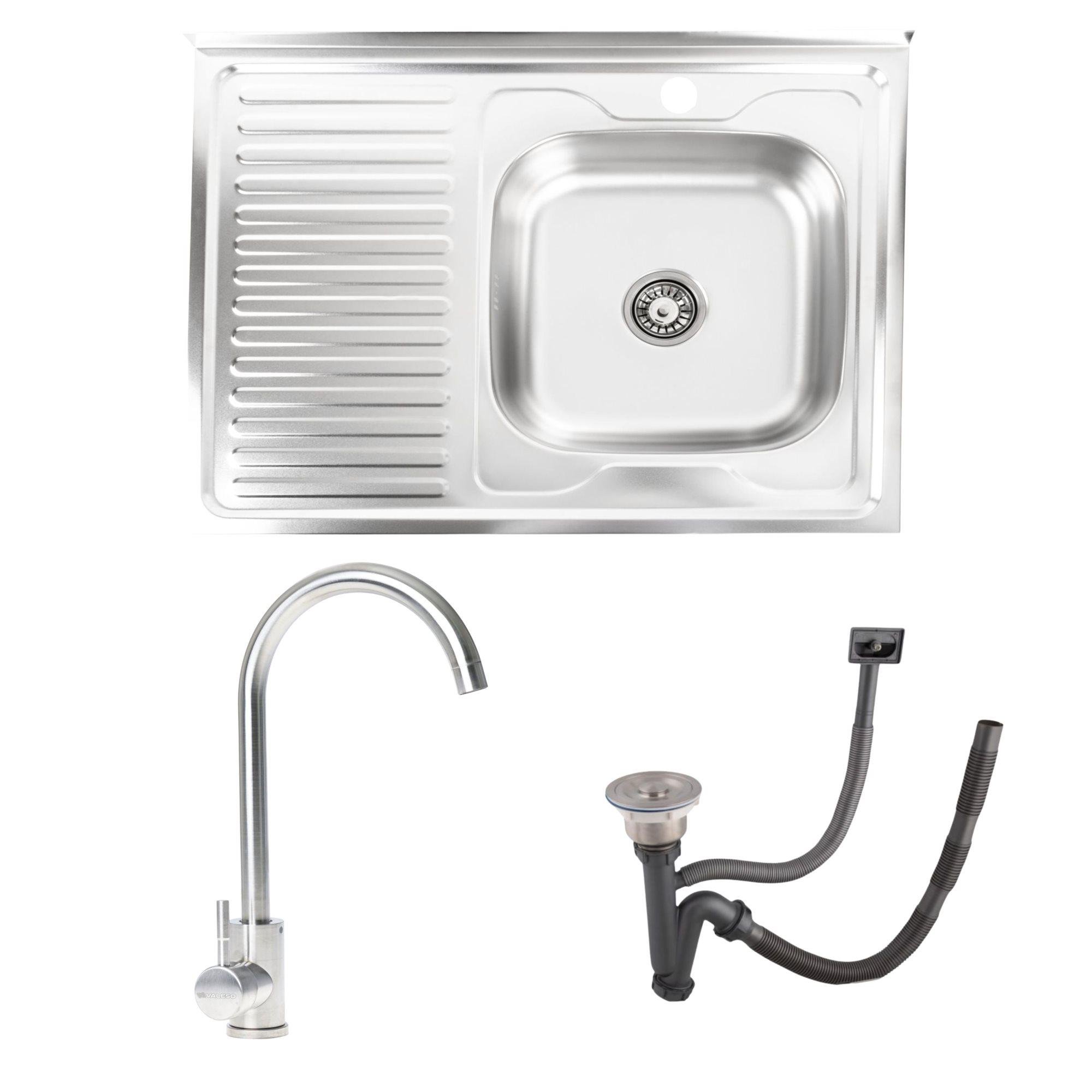 Комплект мойка накладная 8060 сатин "R" 0,7/160 Valeso и 56 NESP смеситель кухонный - фото 1 Комплект мойка накладная 8060 сатин "R" 0,7/160 Valeso и 56 NESP смеситель кухонный - фото 1