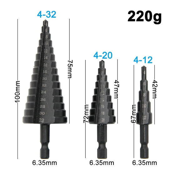 Набор сверл с титановым покрытием конусных/ступенчатое 3 шт. (НС63) - фото 4 Набор сверл с титановым покрытием конусных/ступенчатое 3 шт. (НС63) - фото 4