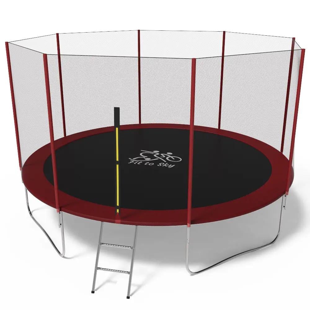 Батут FitToSky 404 см с сеткой лесенкой Красный (1011211) - фото 2