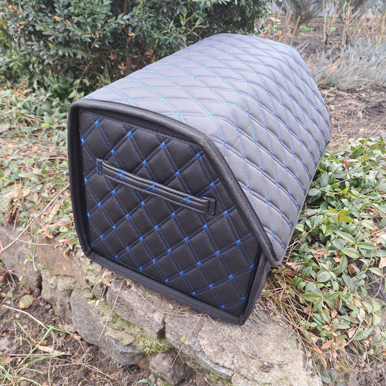 Органайзер автомобильный в багажник из эко-кожи M 50x30x30 см Черный с синим (4144202d) - фото 3 Органайзер автомобильный в багажник из эко-кожи M 50x30x30 см Черный с синим (4144202d) - фото 3