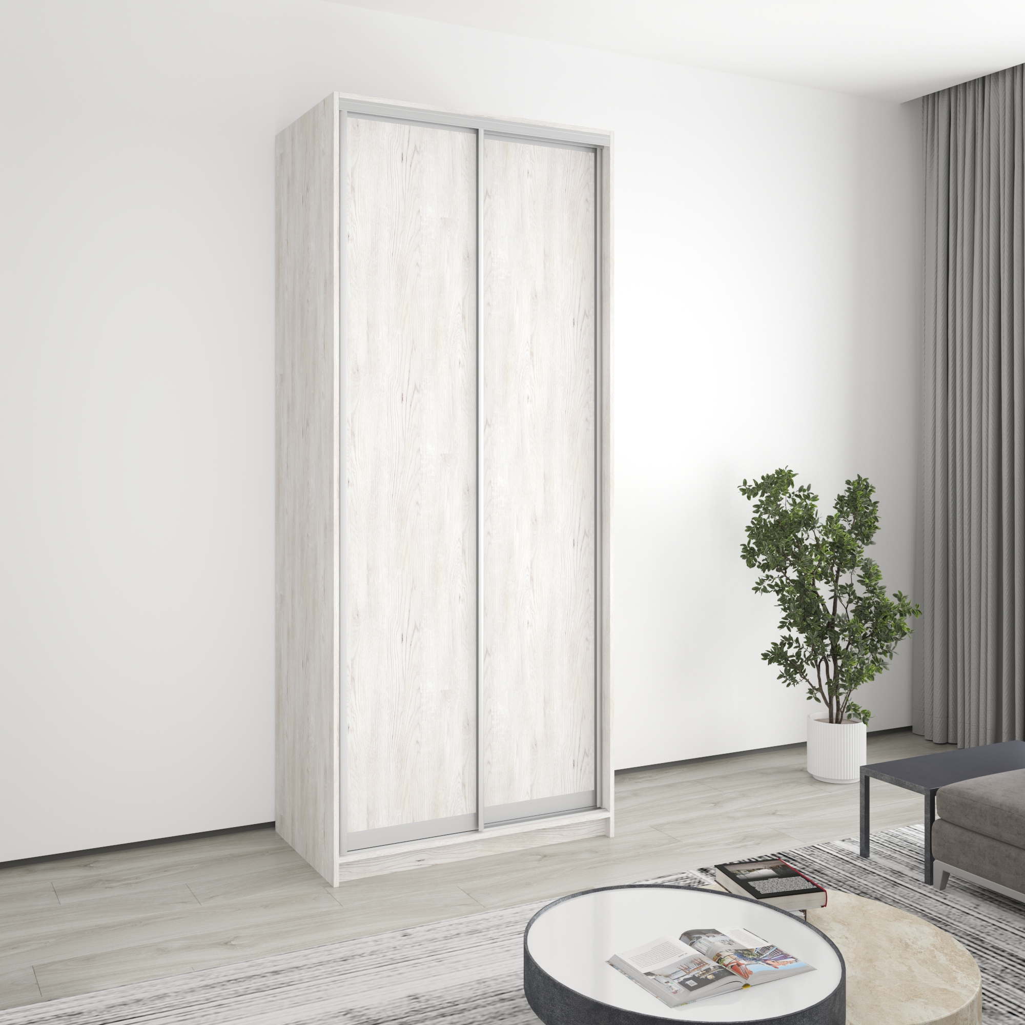 Шкаф-купе двухдверный Mebel Star Стандарт AL MBS-3582 100х45х240 см Аляска серый (1004766)
