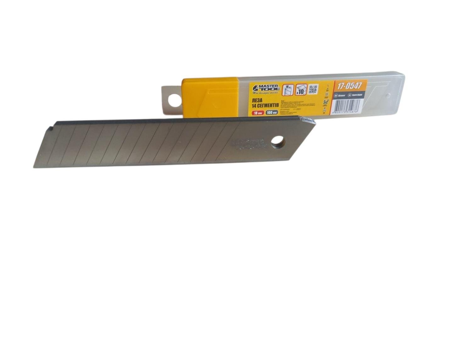 Лезвие MASTERTOOL 18 мм 14 сегментов 17-0547 10 шт. (26851942) - фото 3 Лезвие MASTERTOOL 18 мм 14 сегментов 17-0547 10 шт. (26851942) - фото 3